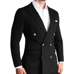 State and Liberty Athletic Fit Stretch Blazer - Black Double Breasted