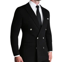 State and Liberty Athletic Fit Stretch Blazer - Black Double Breasted