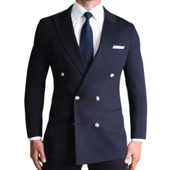 State and Liberty Athletic Fit Stretch Blazer - Navy Double Breasted