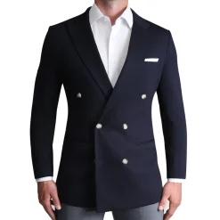 State and Liberty Athletic Fit Stretch Blazer - Navy Double Breasted