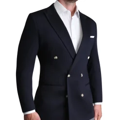 State and Liberty Athletic Fit Stretch Blazer - Navy Double Breasted