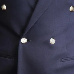 State and Liberty Athletic Fit Stretch Blazer - Navy Double Breasted