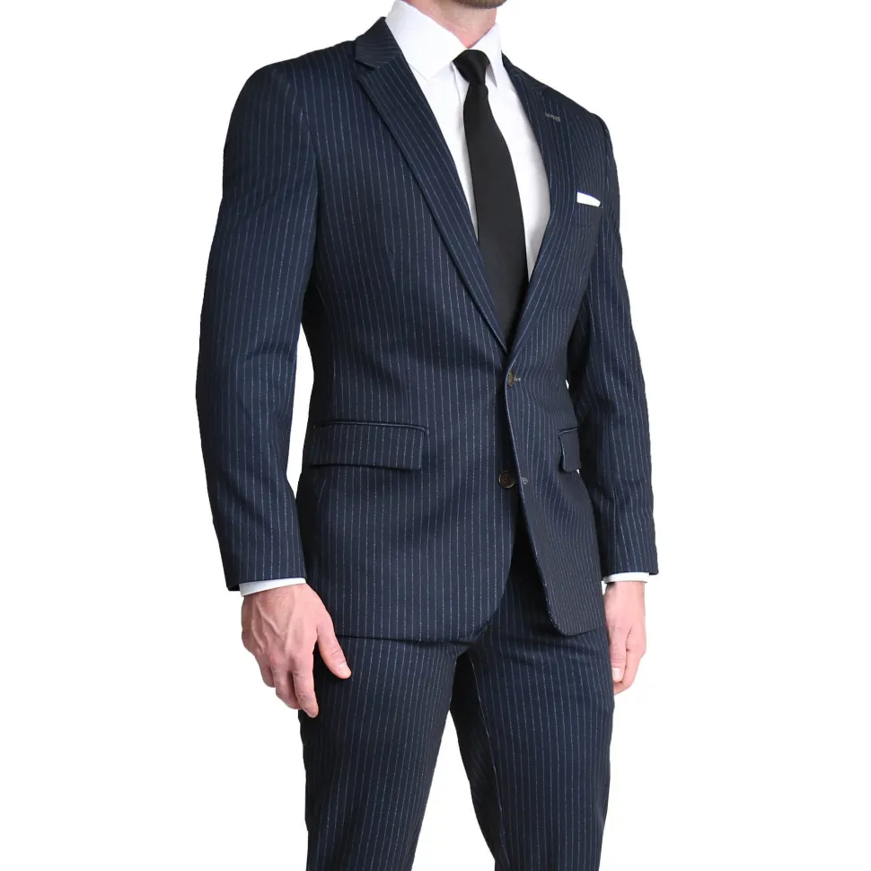 State and Liberty Athletic Fit Stretch Blazer - Knit Blue Chalk Stripe