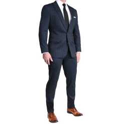 State and Liberty Athletic Fit Stretch Blazer - Knit Blue Chalk Stripe