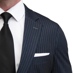 State and Liberty Athletic Fit Stretch Blazer - Knit Blue Chalk Stripe