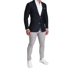 State and Liberty Athletic Fit Stretch Blazer - Navy Seersucker