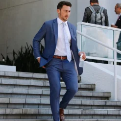 State and Liberty Athletic Fit Stretch Blazer - Heathered Blue