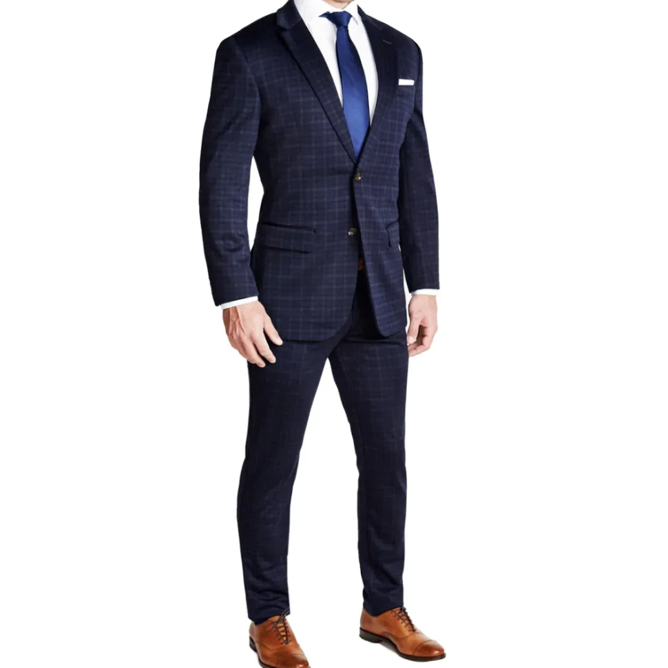 State and Liberty Athletic Fit Stretch Blazer - Blue Plaid