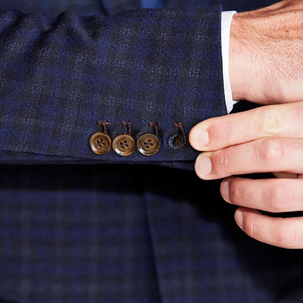 State and Liberty Athletic Fit Stretch Blazer - Blue Plaid