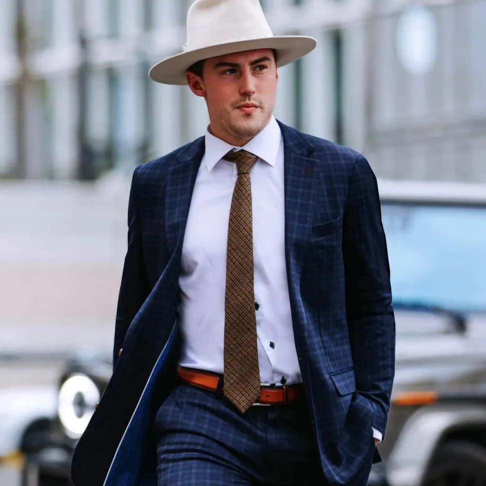 State and Liberty Athletic Fit Stretch Blazer - Blue Plaid