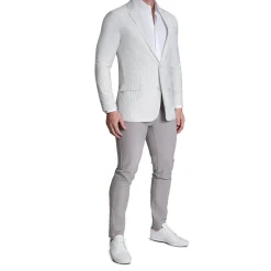 State and Liberty Athletic Fit Stretch Blazer - Grey Seersucker