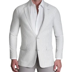 State and Liberty Athletic Fit Stretch Blazer - Grey Seersucker