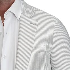 State and Liberty Athletic Fit Stretch Blazer - Grey Seersucker