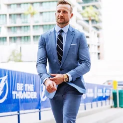 State and Liberty Athletic Fit Stretch Blazer - Heathered Light Blue