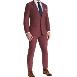 State and Liberty Athletic Fit Stretch Suit Pants - Heathered Maroon