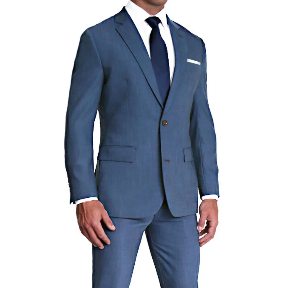 State and Liberty Athletic Fit Stretch Suit - Heathered Blue