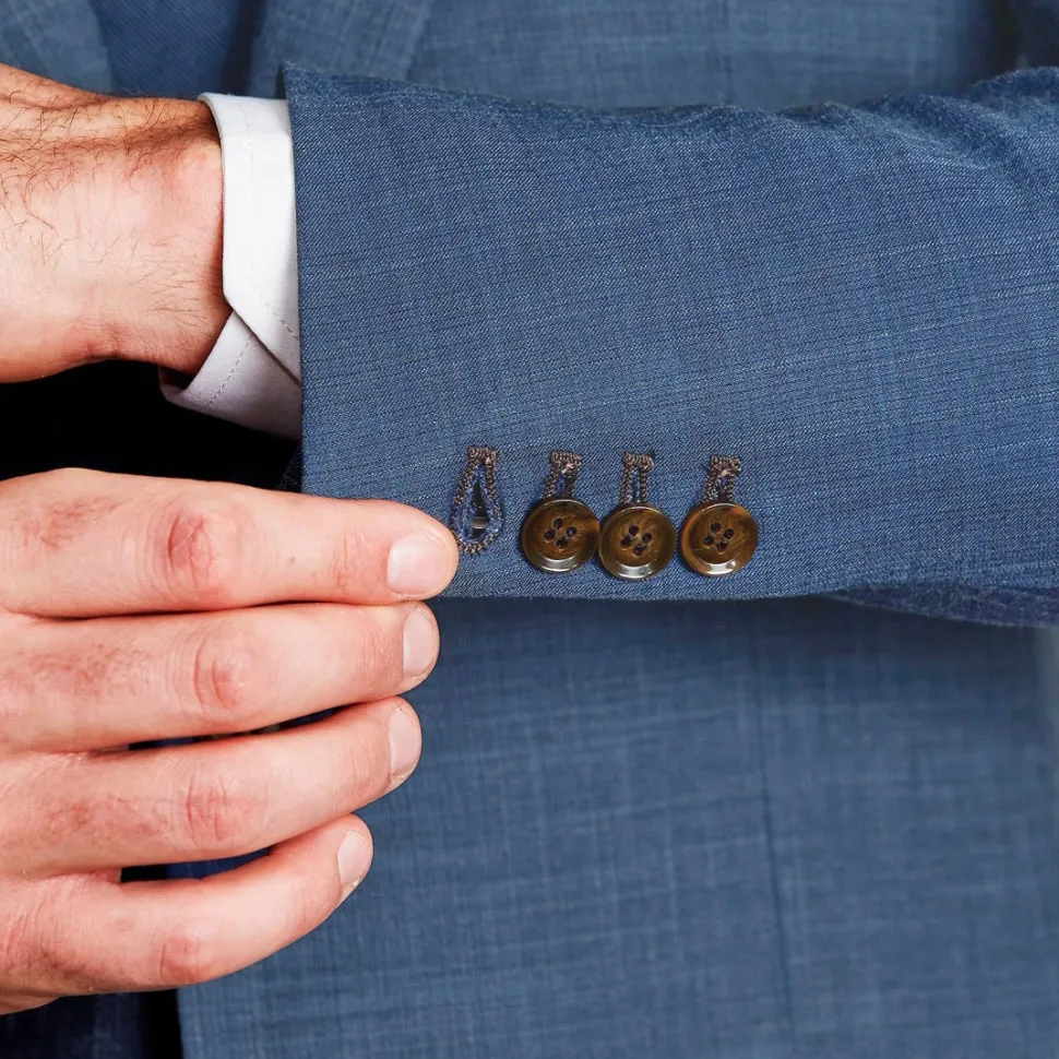 State and Liberty Athletic Fit Stretch Suit - Heathered Blue