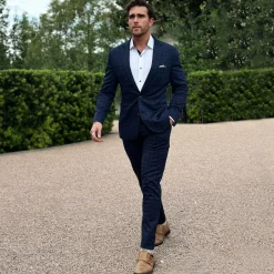 State and Liberty Athletic Fit Stretch Suit - Blue Plaid