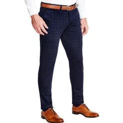 State and Liberty Athletic Fit Stretch Suit - Blue Plaid