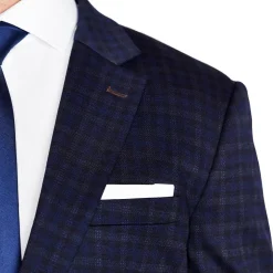 State and Liberty Athletic Fit Stretch Suit - Blue Plaid