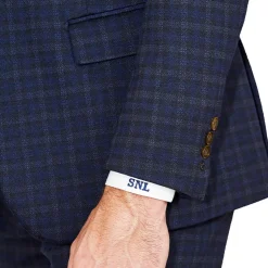 State and Liberty Athletic Fit Stretch Suit - Blue Plaid