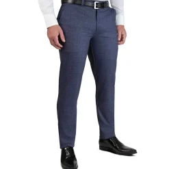 State and Liberty Athletic Fit Stretch Suit - Storm Blue & Navy Plaid