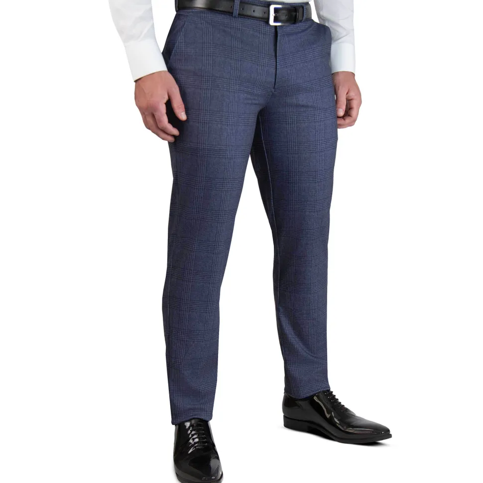 State and Liberty Athletic Fit Stretch Suit - Storm Blue & Navy Plaid