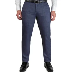 State and Liberty Athletic Fit Stretch Suit - Storm Blue & Navy Plaid