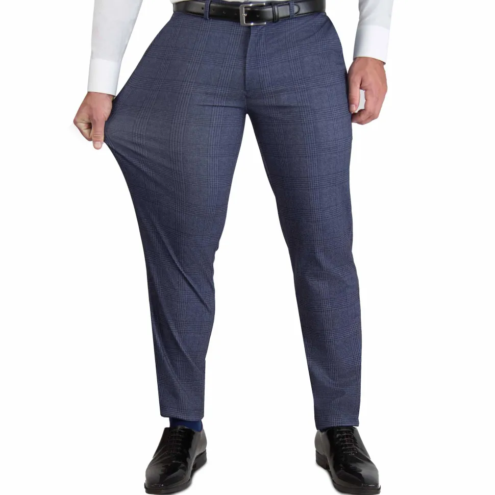 State and Liberty Athletic Fit Stretch Suit - Storm Blue & Navy Plaid