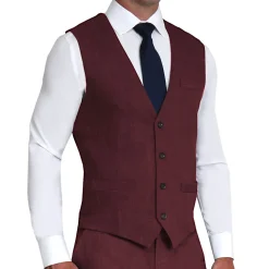State and Liberty Athletic Fit Stretch Suit Vest - Heathered Maroon