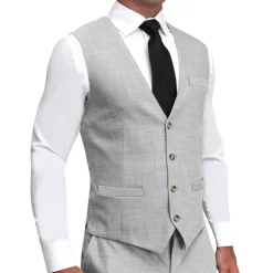 State and Liberty Athletic Fit Stretch Suit Vest - Lightweight Heathered Light Grey