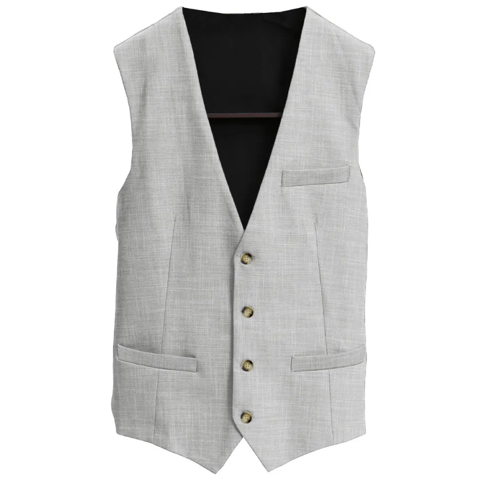 State and Liberty Athletic Fit Stretch Suit Vest - Lightweight Heathered Light Grey