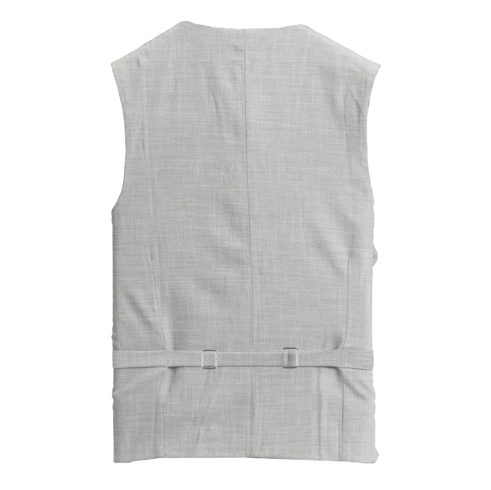 State and Liberty Athletic Fit Stretch Suit Vest - Lightweight Heathered Light Grey