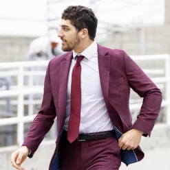 State and Liberty Athletic Fit Stretch Suit - Heathered Maroon