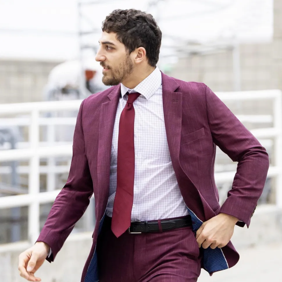 State and Liberty Athletic Fit Stretch Suit - Heathered Maroon