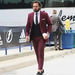 State and Liberty Athletic Fit Stretch Suit - Heathered Maroon