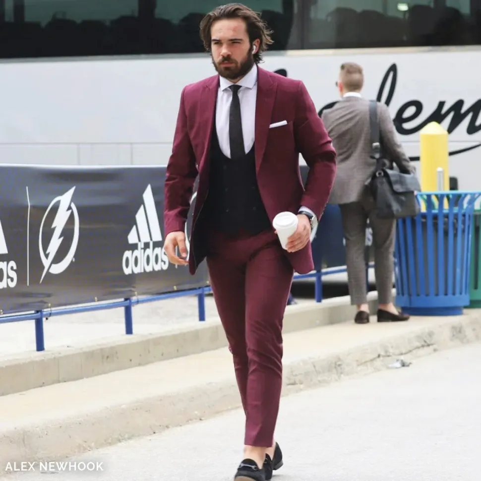 State and Liberty Athletic Fit Stretch Suit - Heathered Maroon