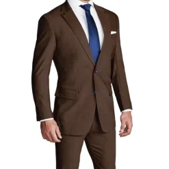 State and Liberty Athletic Fit Stretch Suit - Lightweight Heathered Chocolate