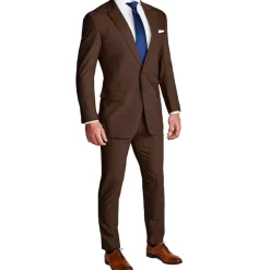 State and Liberty Athletic Fit Stretch Suit - Lightweight Heathered Chocolate