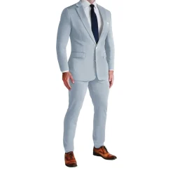 State and Liberty Athletic Fit Stretch Suit - Solid Cool Blue