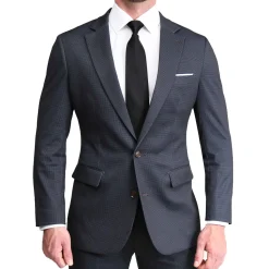 State and Liberty Athletic Fit Stretch Suit - Charcoal Microcheck