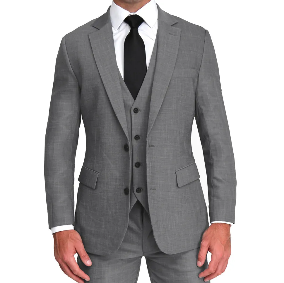 State and Liberty Athletic Fit Stretch Suit - Heathered Grey