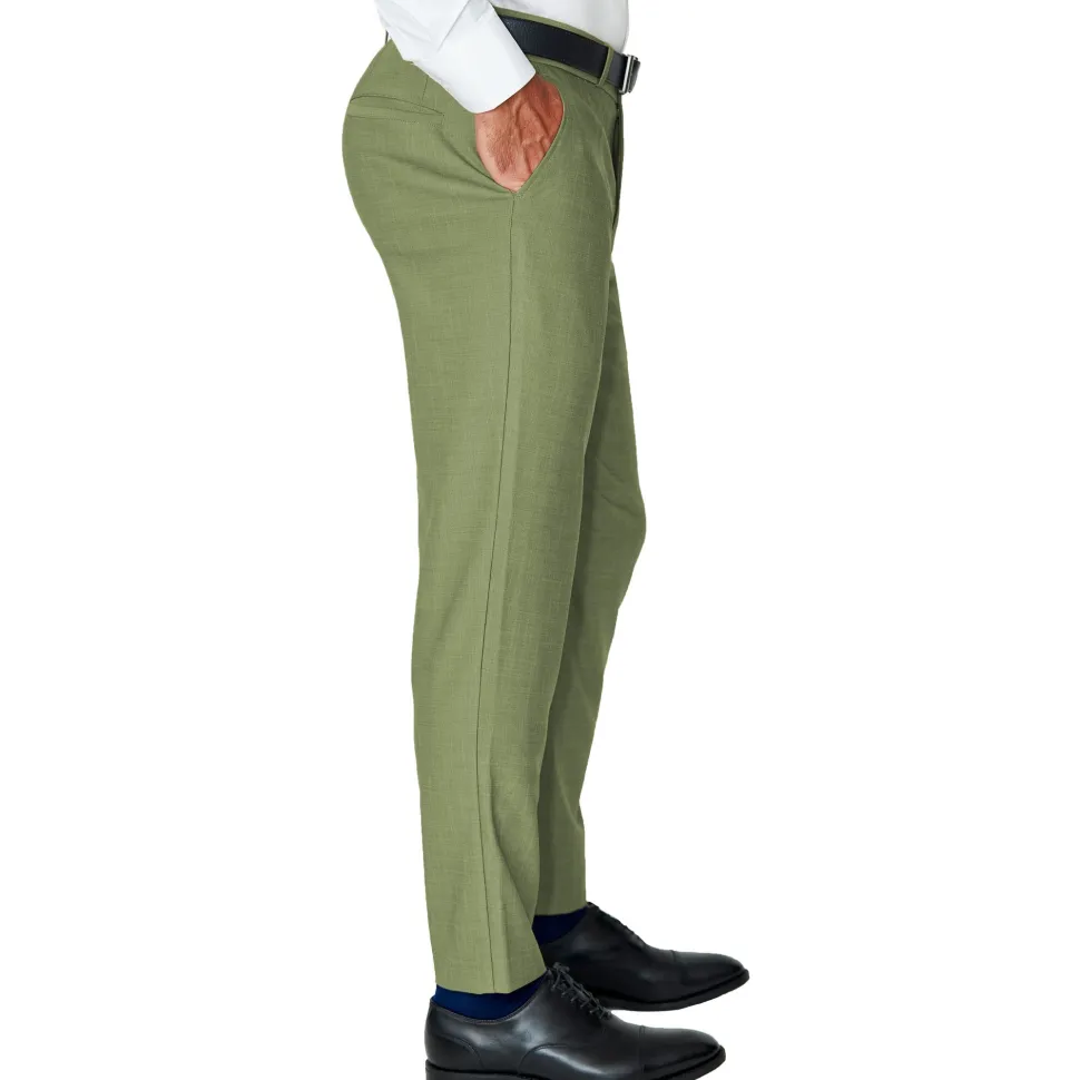 State and Liberty Athletic Fit Stretch Suit Pants - Heathered Forest Green