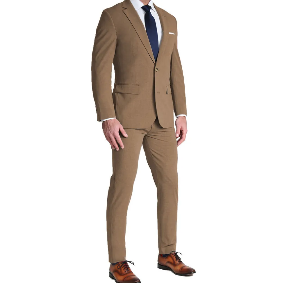 State and Liberty Athletic Fit Stretch Suit Pants - Heathered Cappuccino