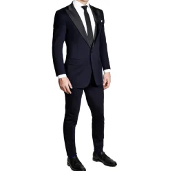 State and Liberty Athletic Fit Stretch Tuxedo - Navy with Peak Lapel