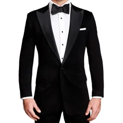 State and Liberty Athletic Fit Stretch Tuxedo - Black with Peak Lapel