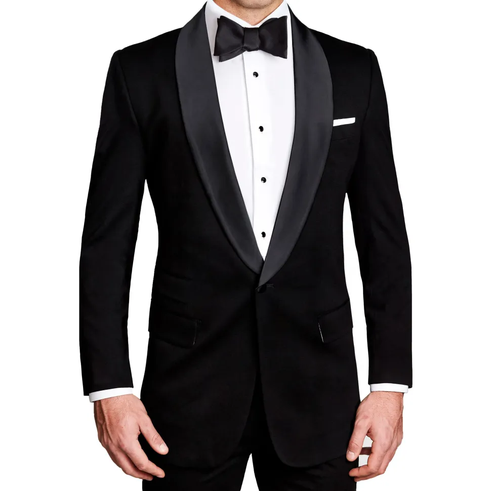 State and Liberty Athletic Fit Stretch Tuxedo - Black with Shawl Lapel