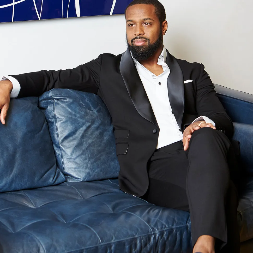 State and Liberty Athletic Fit Stretch Tuxedo - Black with Shawl Lapel