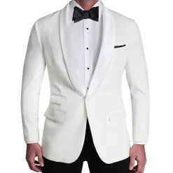State and Liberty Athletic Fit Stretch Tuxedo Jacket - White with White Shawl Lapel