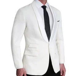 State and Liberty Athletic Fit Stretch Tuxedo Jacket - White with White Shawl Lapel